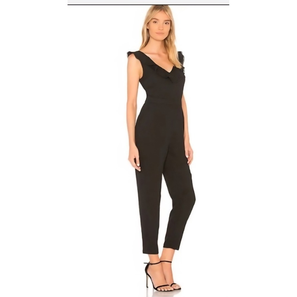 Cupcakes and Cashmere Black Ruffle Eyelet V-Neck Sleeveless Jumpsuit Size 8